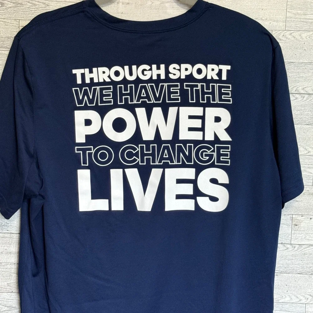 Adidas Navy Blue T Shirt XL Mens Active Power‎ to Change Lives Graphic Print